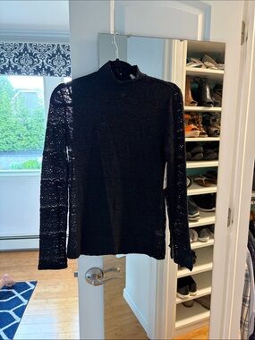 NWT Melrose and Market Black Lace Long-Sleeve Top